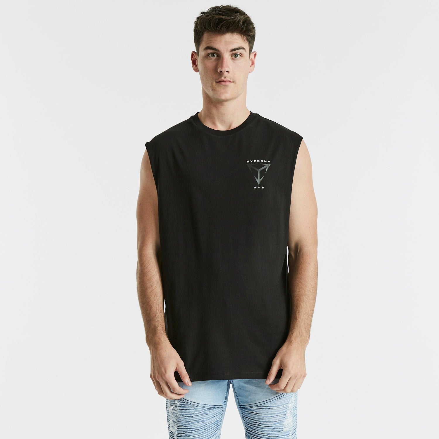 Crowd Scoop Back Muscle Tee Jet Black