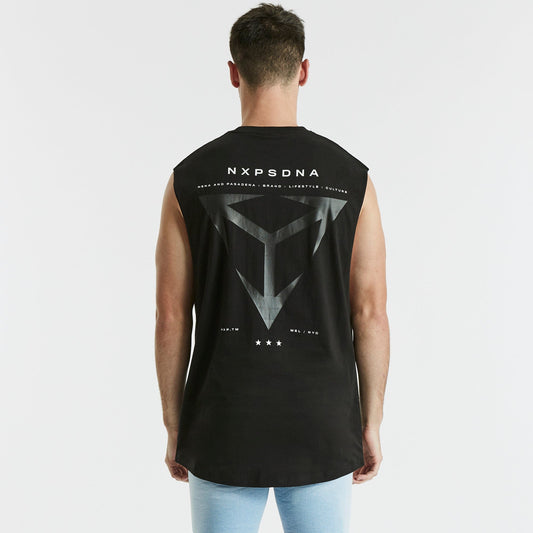 Crowd Scoop Back Muscle Tee Jet Black