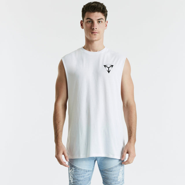 Crowd Scoop Back Muscle Tee White