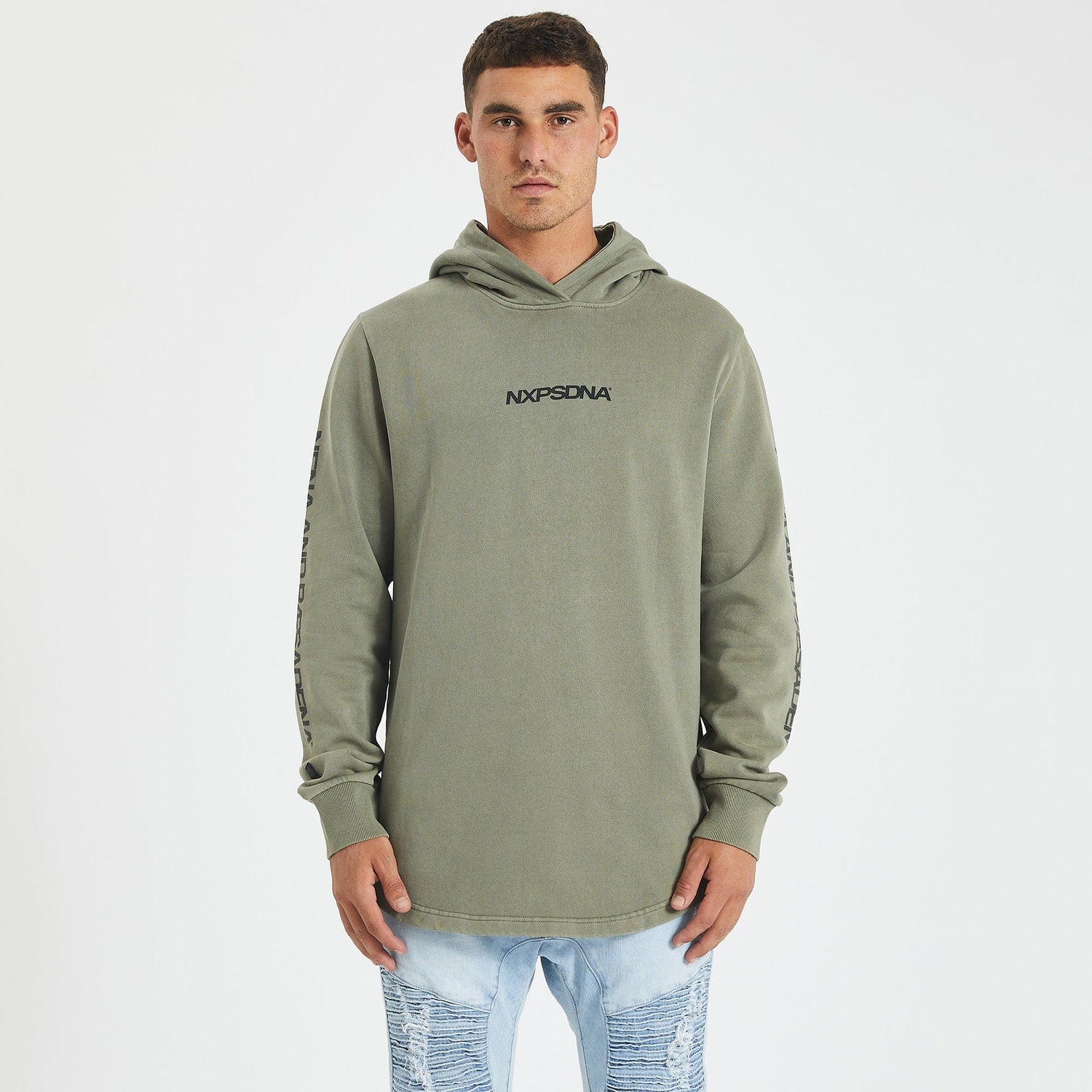 Essendon Bombers Curved Hem Hoodie Pigment Khaki
