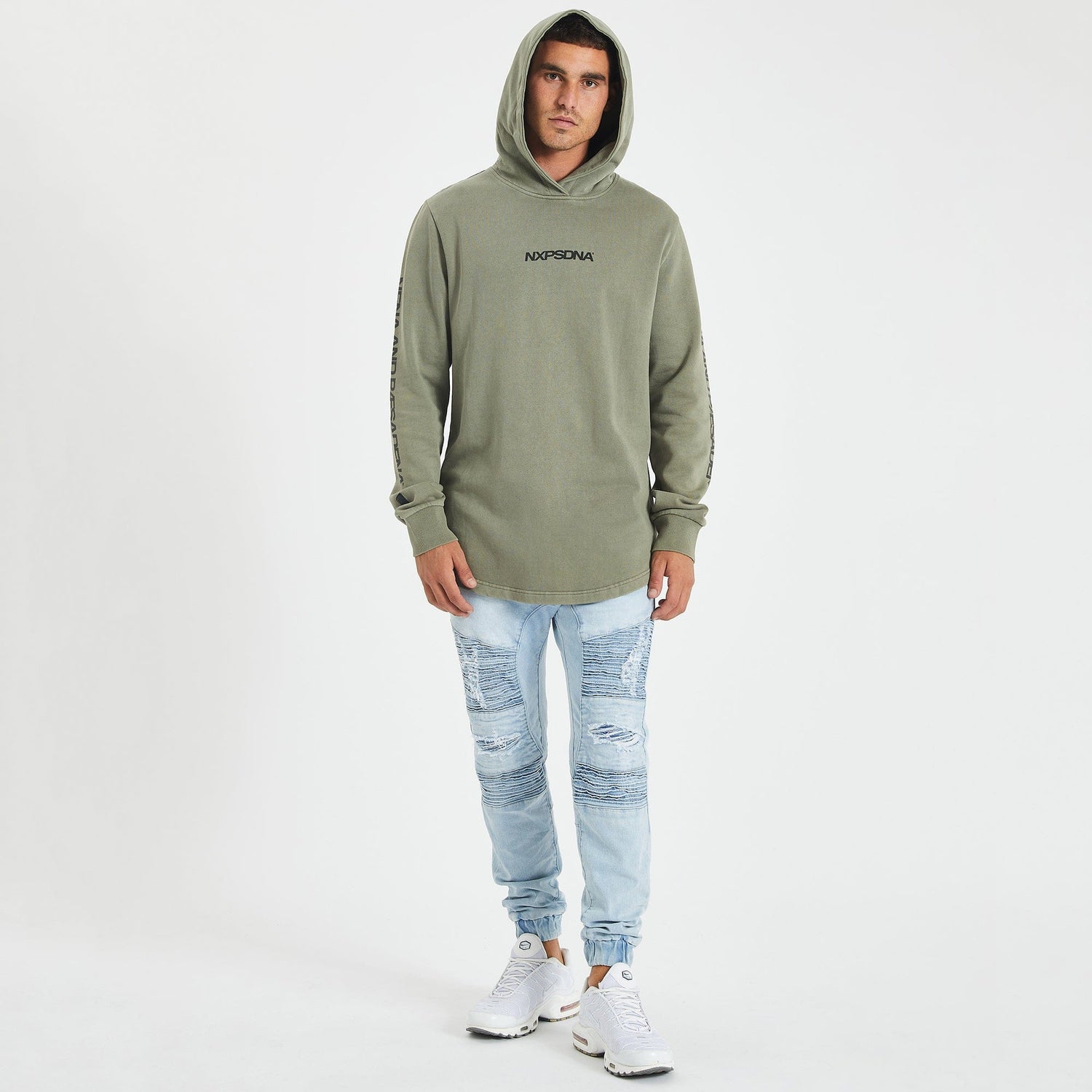 Essendon Bombers Curved Hem Hoodie Pigment Khaki