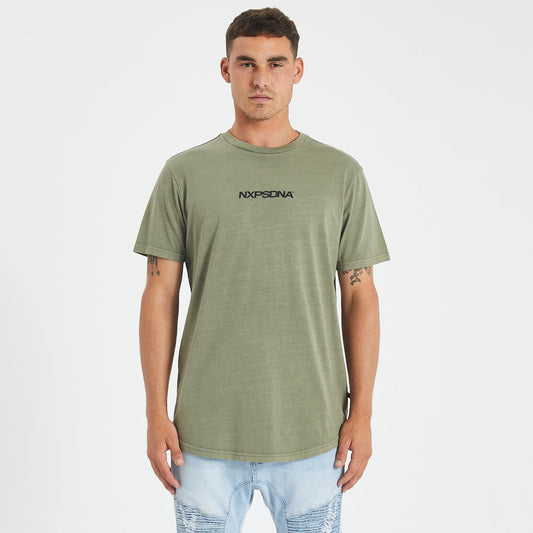 Essendon Bombers Curved Hem T-Shirt Pigment Khaki