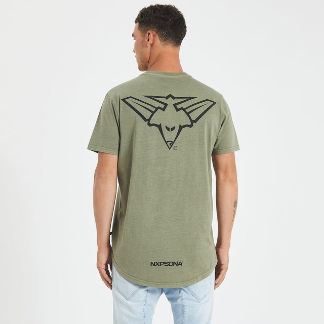 Essendon Bombers Curved Hem T-Shirt Pigment Khaki