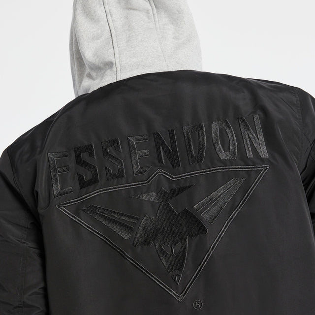 Essendon Hooded Bomber Jacket Triple Black