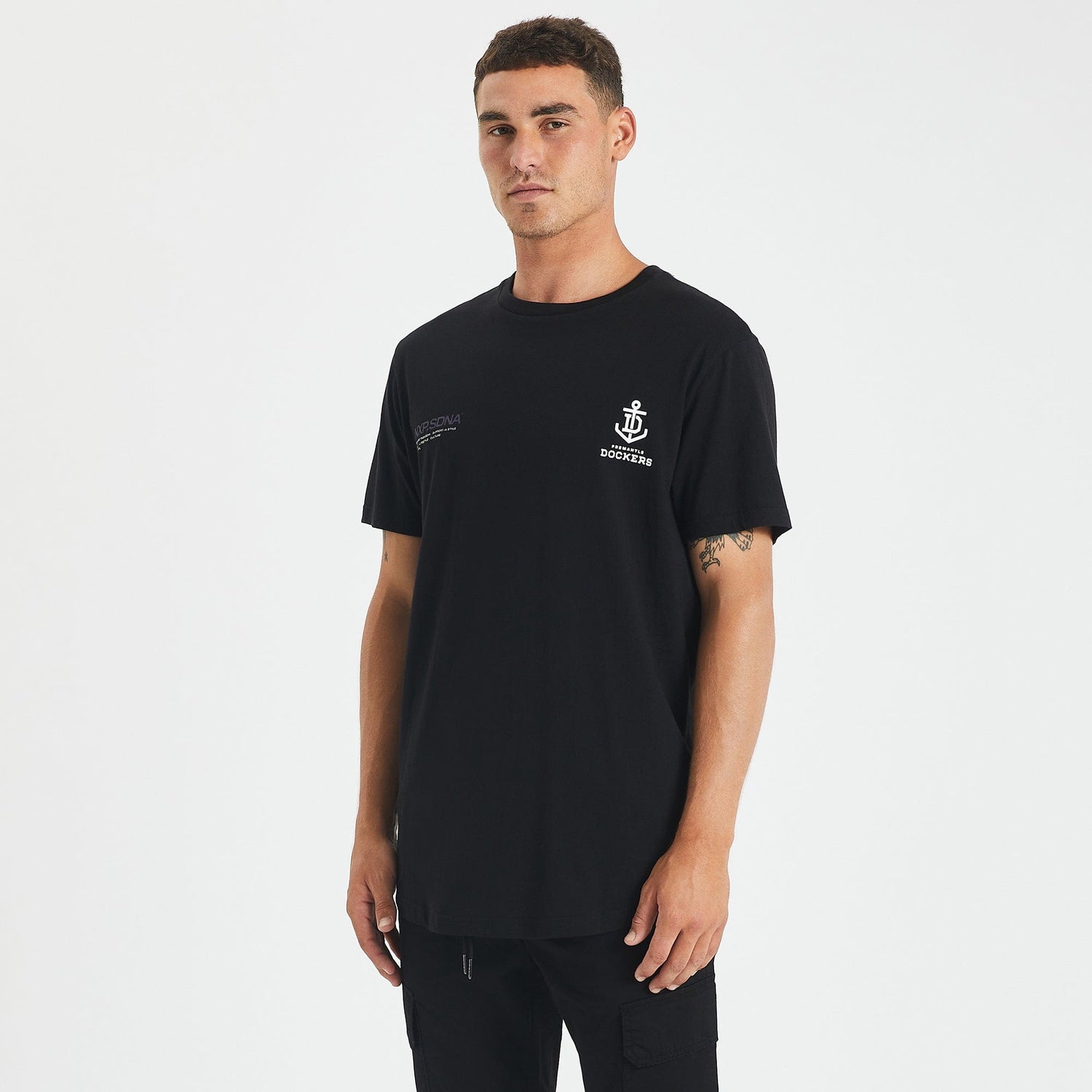 Fremantle Dockers Curved Hem T-Shirt Jet Black