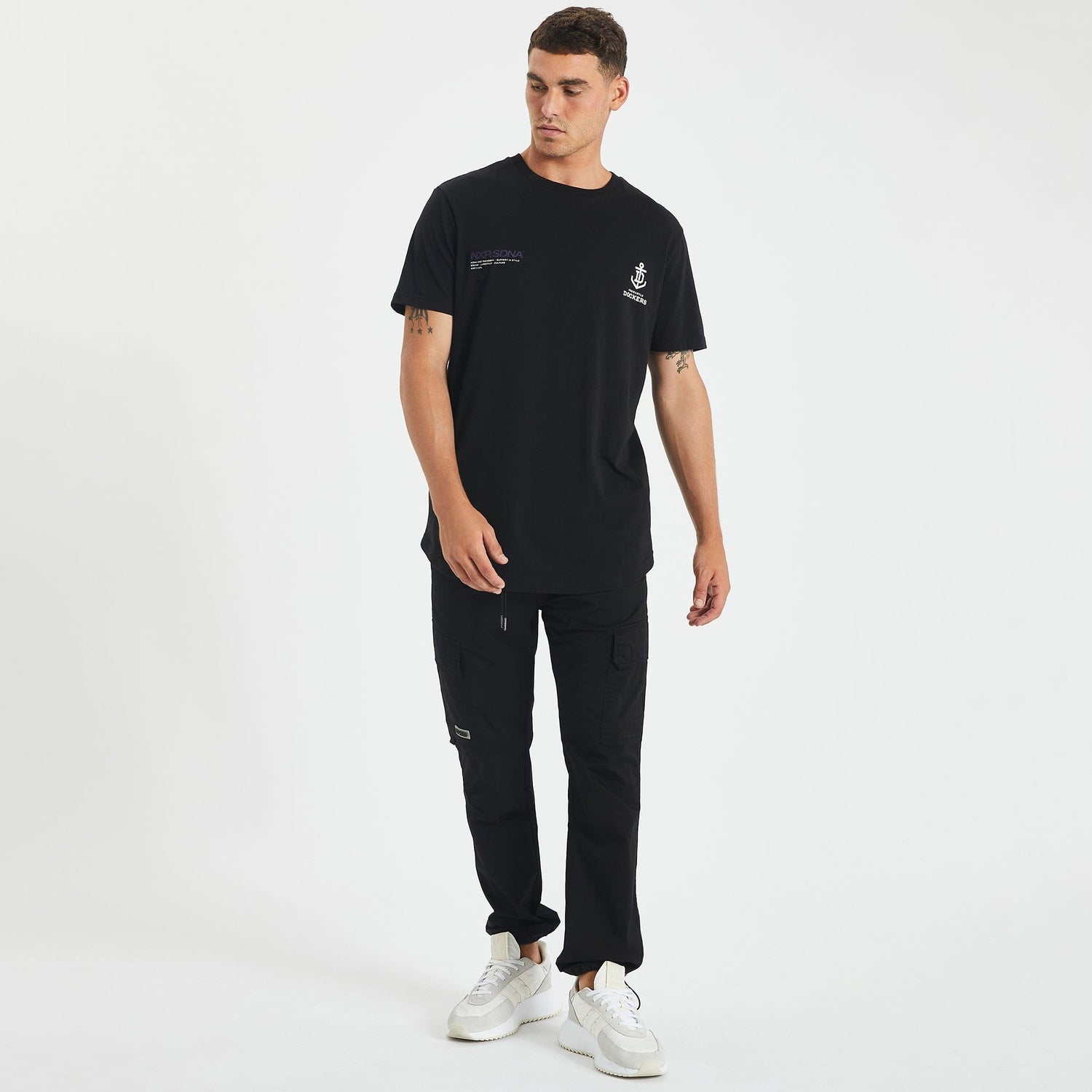 Fremantle Dockers Curved Hem T-Shirt Jet Black