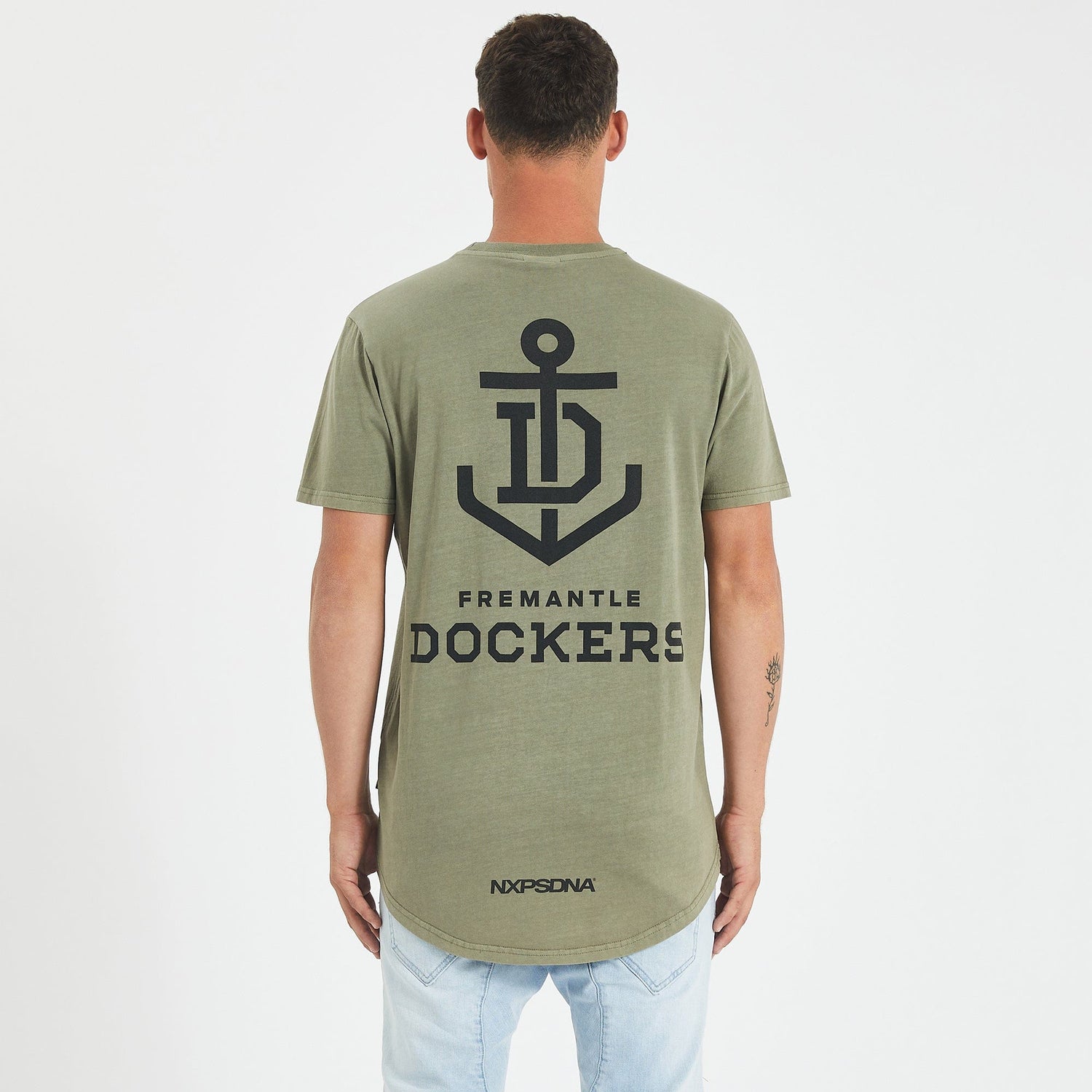 Fremantle Dockers Curved Hem T-Shirt Pigment Khaki