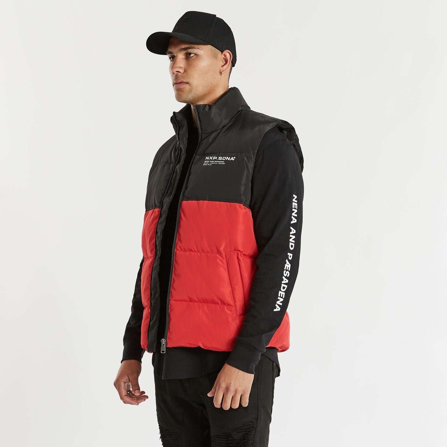 Frequency Puffer Vest Jet Black/Red
