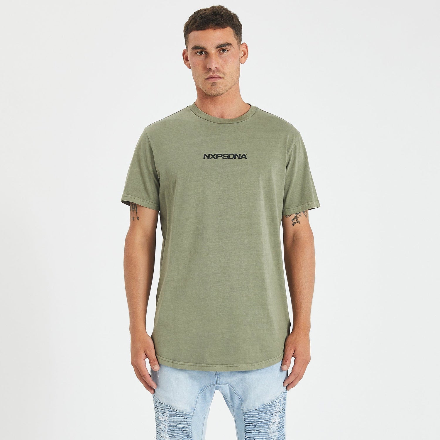 Geelong Cats Curved Hem T-Shirt Pigment Khaki