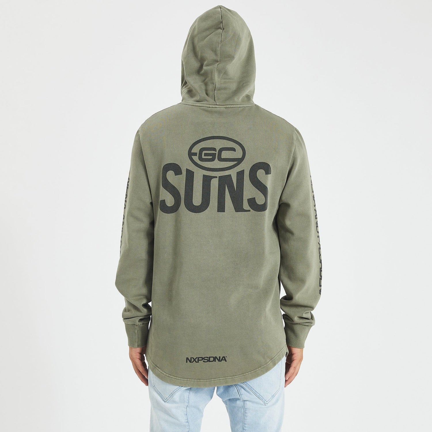 Gold Coast Suns Curved Hem Hoodie Pigment Khaki