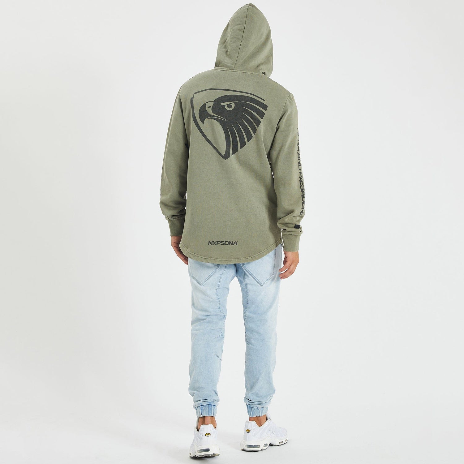Hawthorn Hawks Curved Hem Hoodie Pigment Khaki