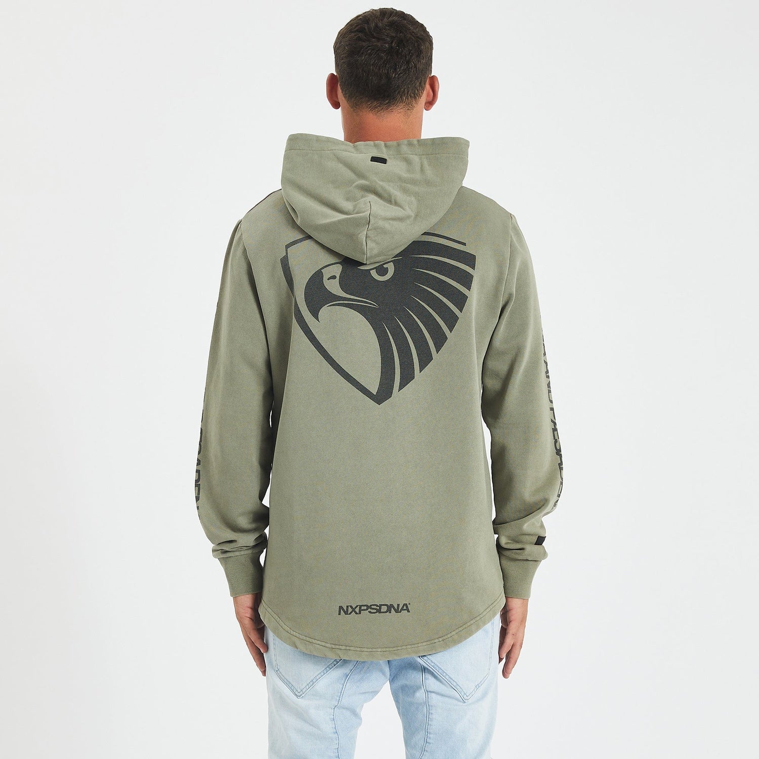 Hawthorn Hawks Curved Hem Hoodie Pigment Khaki