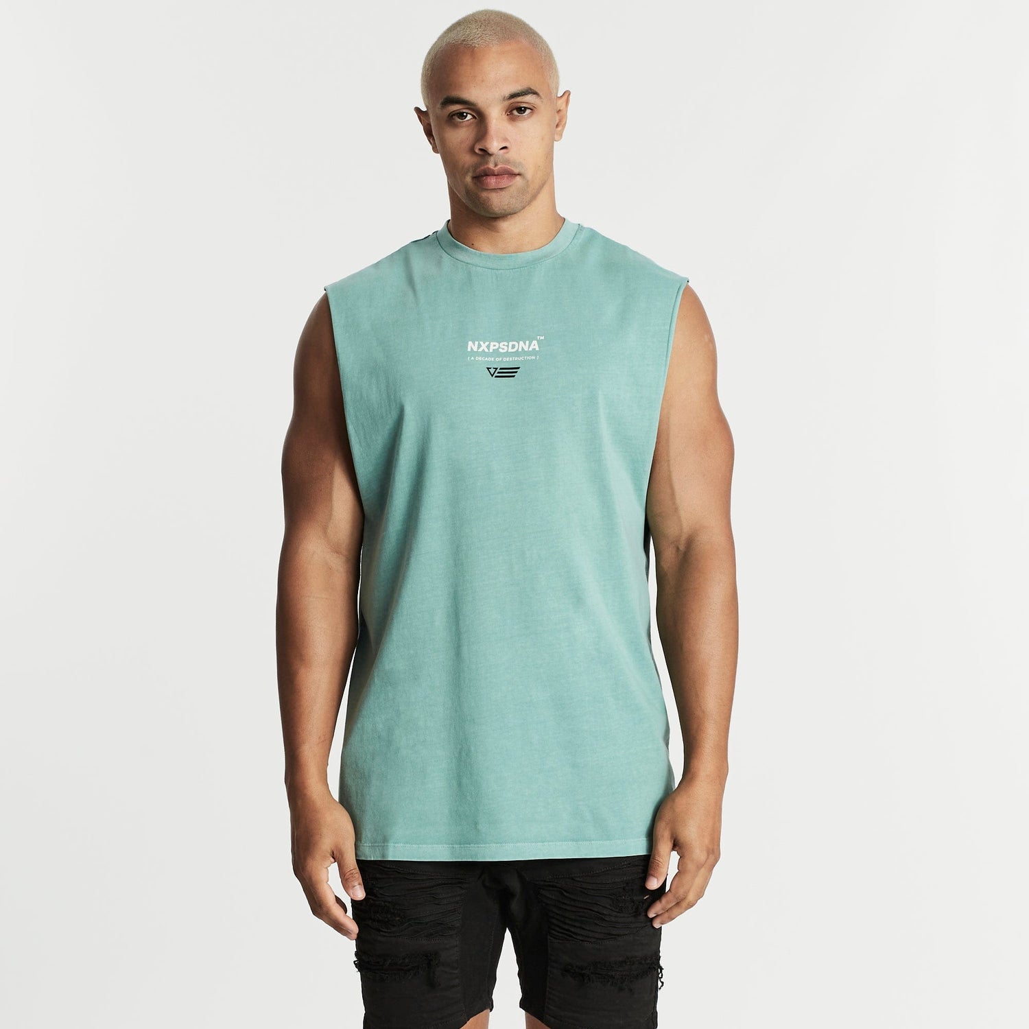 Hollow Scoop Back Muscle Tee Pigment Teal