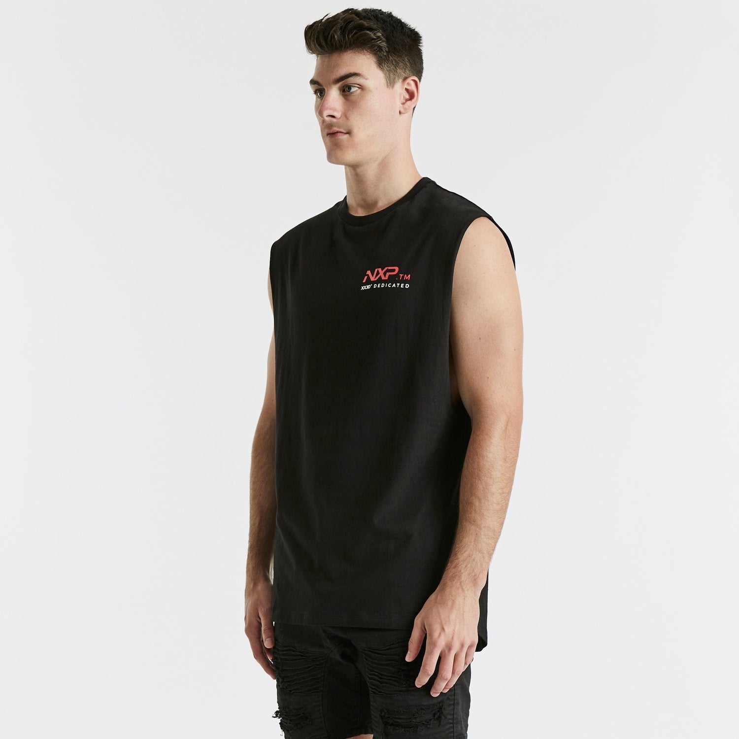 Interstellar Scoop Back Muscle Tee Jet Black