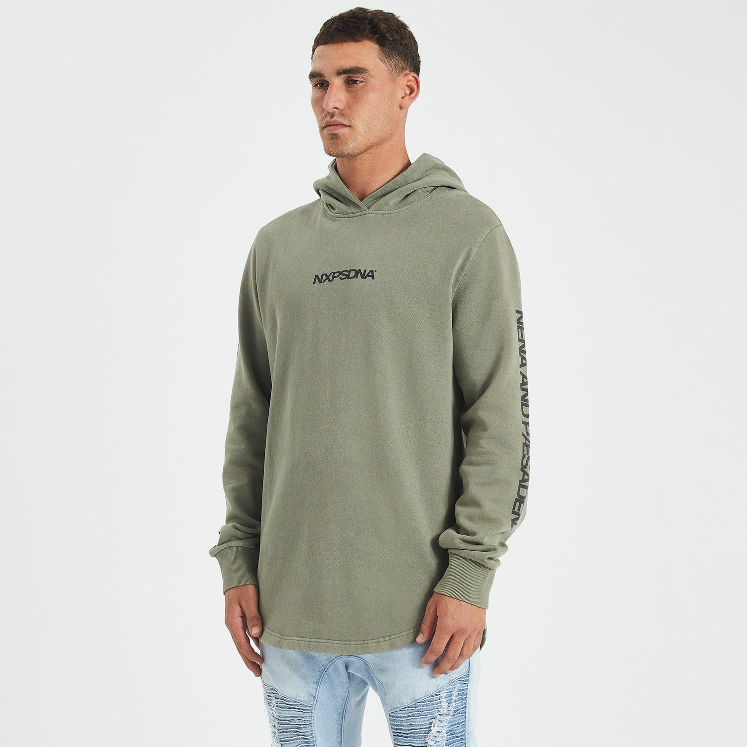 Melbourne Demons Curved Hem Hoodie Pigment Khaki