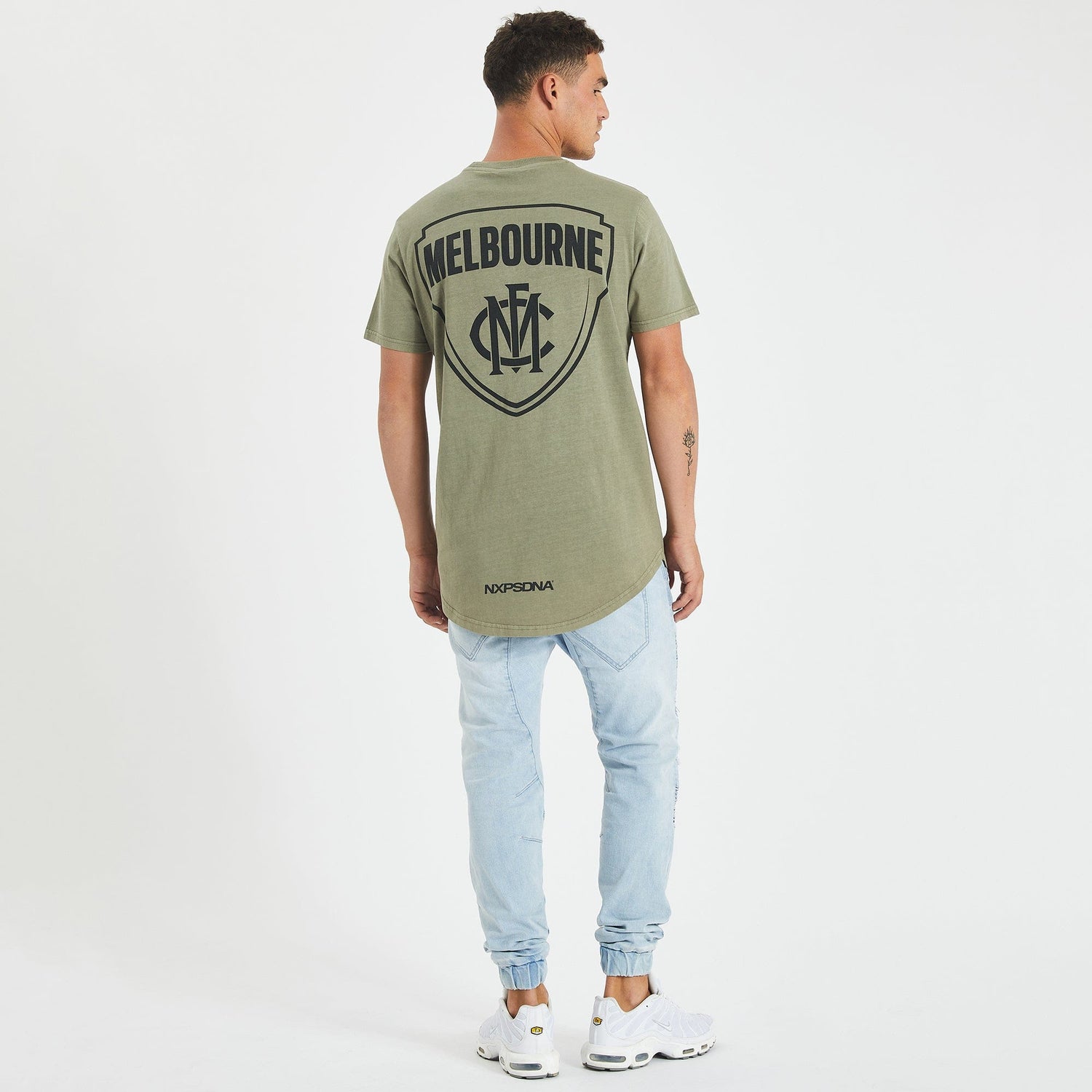 Melbourne Demons Curved Hem T-Shirt Pigment Khaki