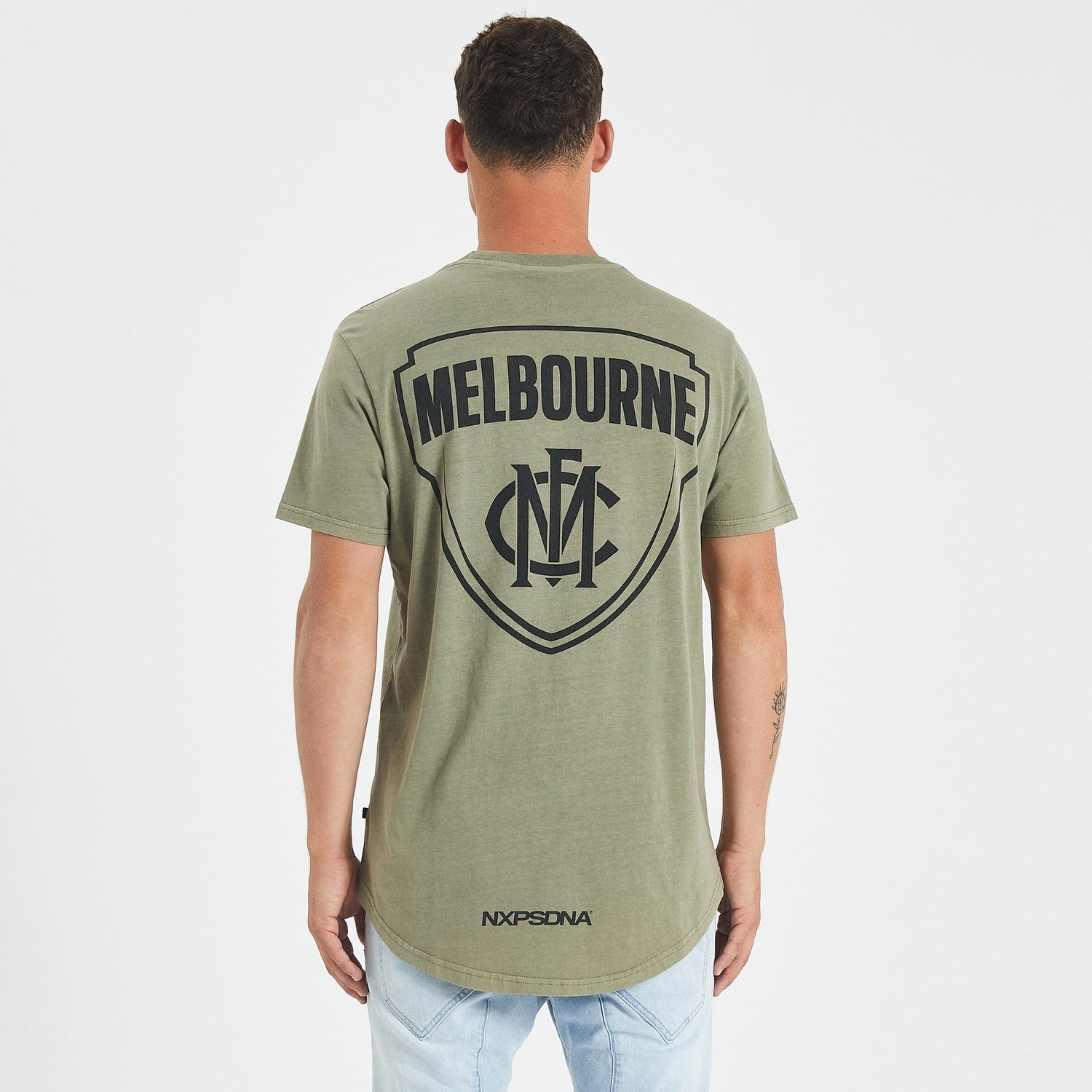 Melbourne Demons Curved Hem T-Shirt Pigment Khaki