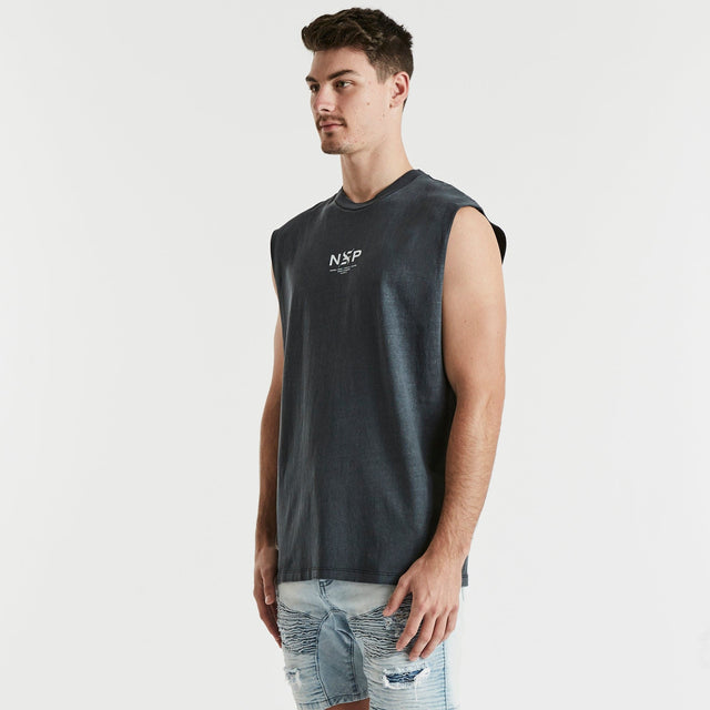 Motor Relaxed Muscle Tee Pigment Anthracite Black