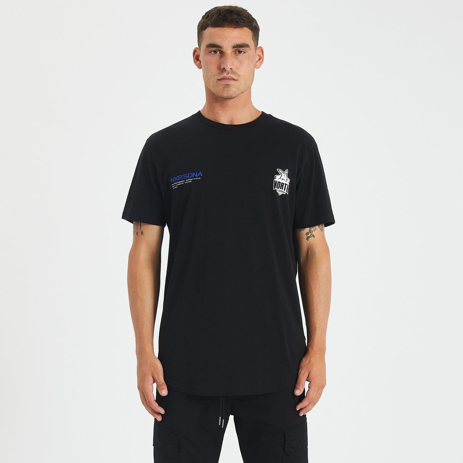 North Melbourne Kangaroos Curved Hem T-Shirt Jet Black