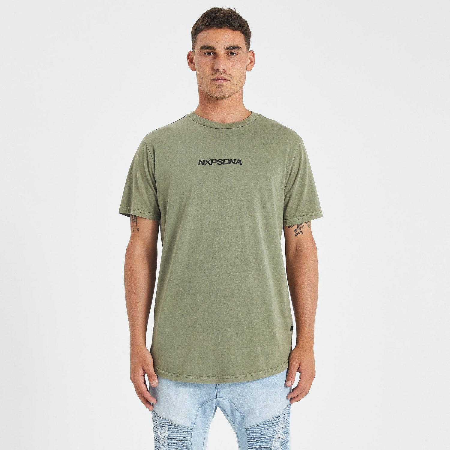 North Melbourne Kangaroos Curved Hem T-Shirt Pigment Khaki