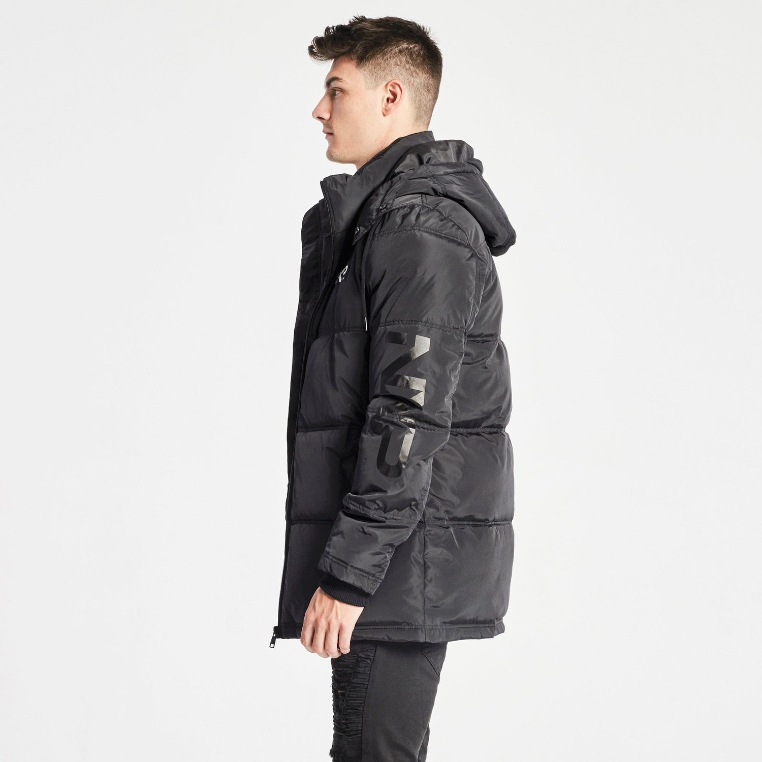 Paramount Long Line Puffer Jacket Jet Black