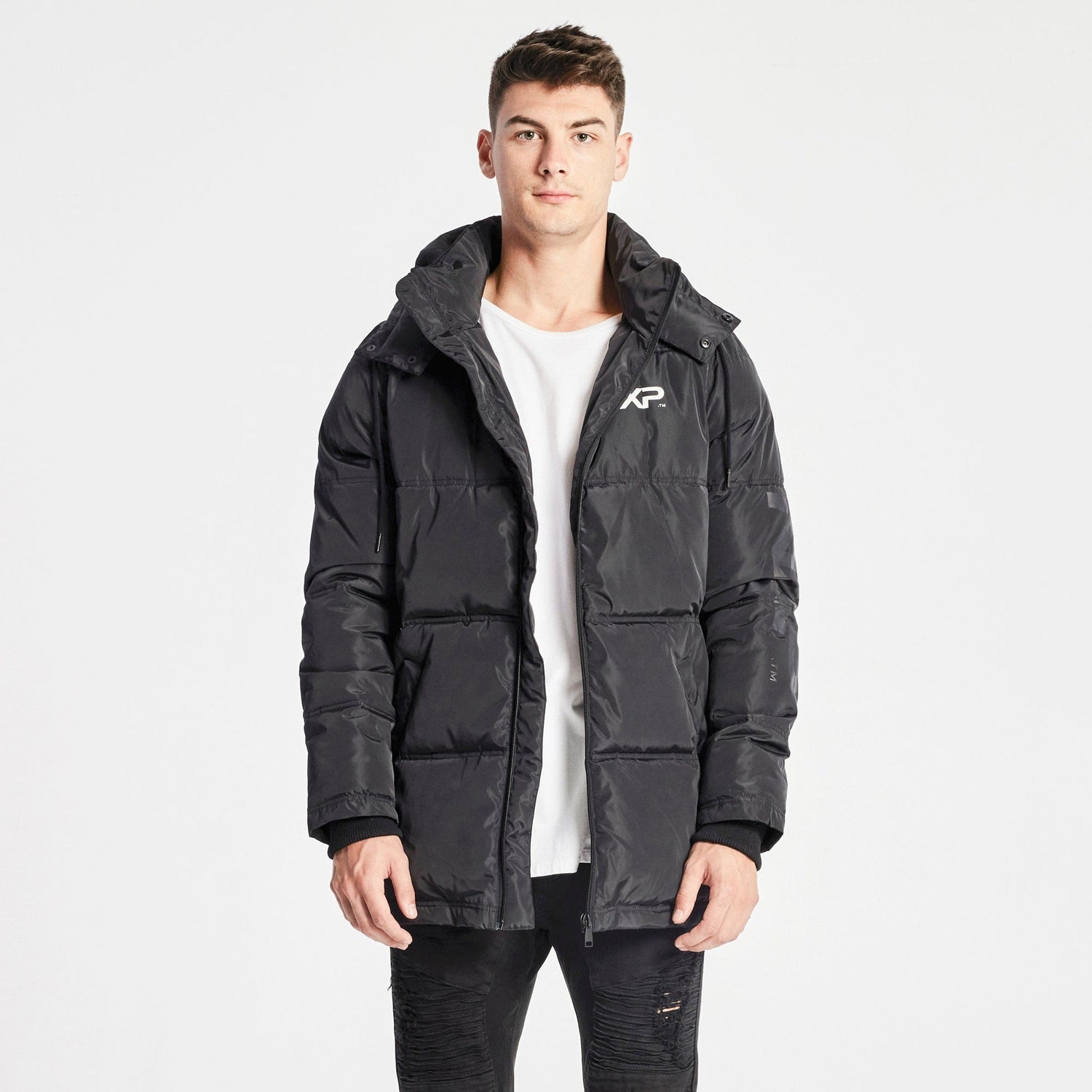 Paramount Long Line Puffer Jacket Jet Black
