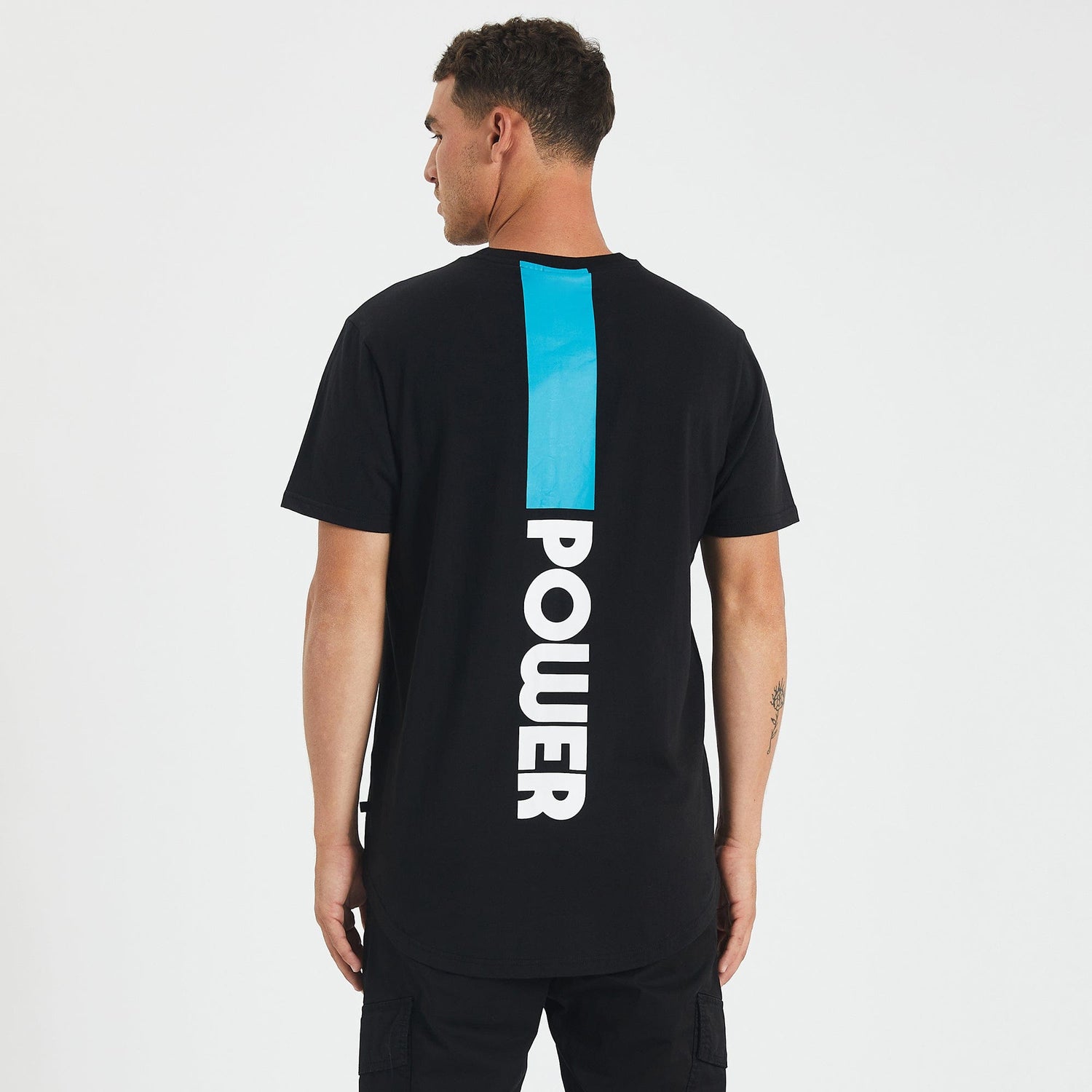 Port Adelaide Power Curved Hem T-Shirt Jet Black