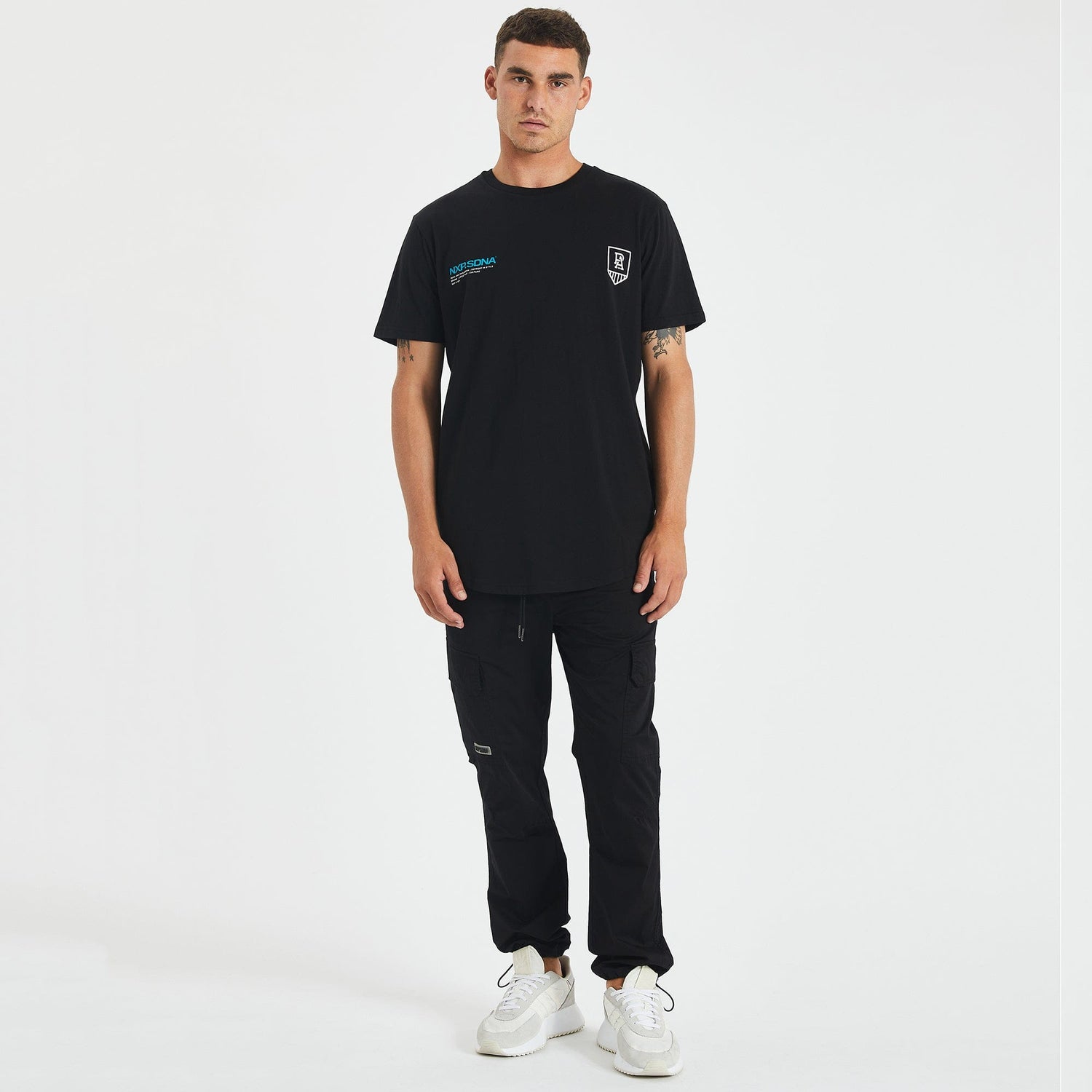 Port Adelaide Power Curved Hem T-Shirt Jet Black