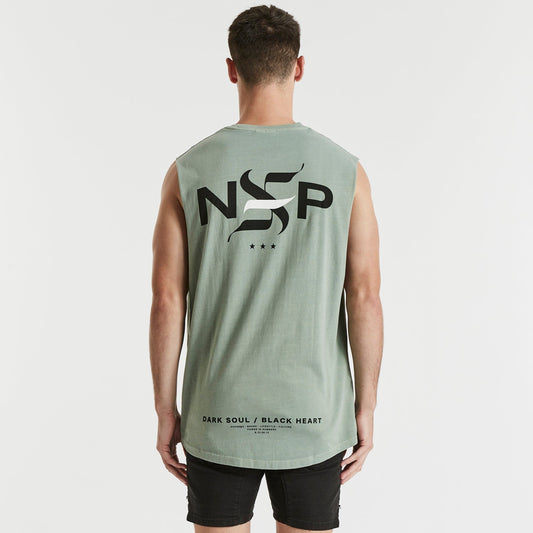 Racer Scoop Back Muscle Tee Pigment Sage