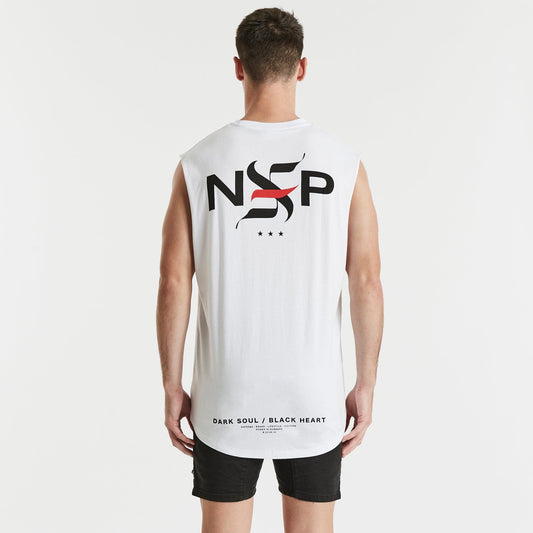 Racer Scoop Back Muscle Tee White