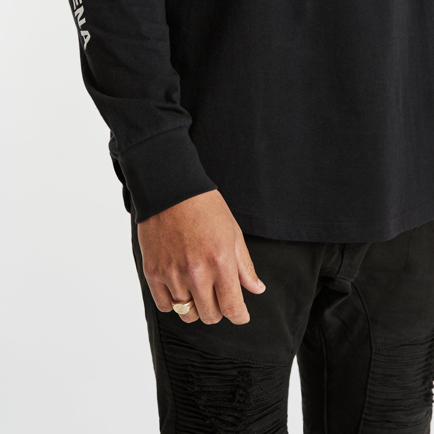 Radar Cape Back Long Sleeve T-Shirt Jet Black