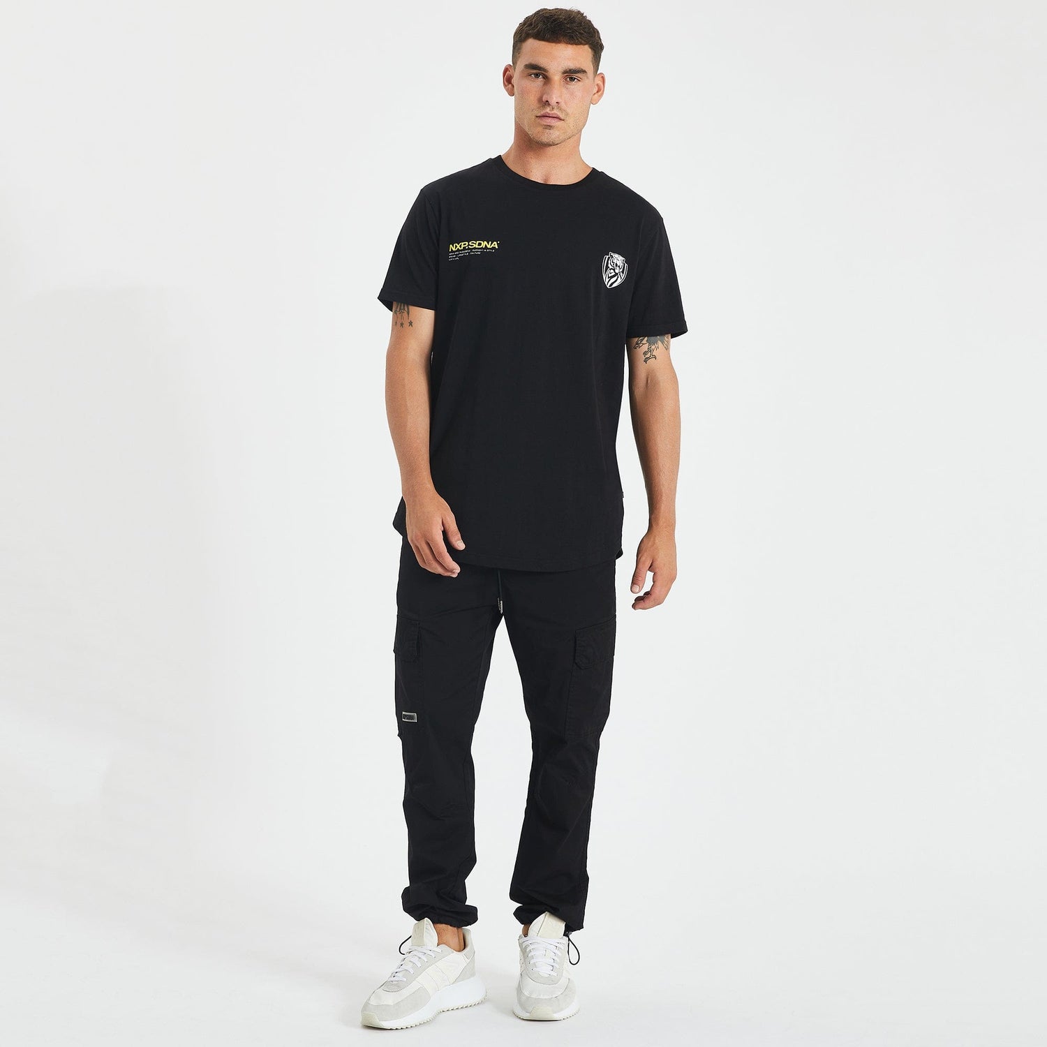 Richmond Tigers Curved Hem T-Shirt Jet Black