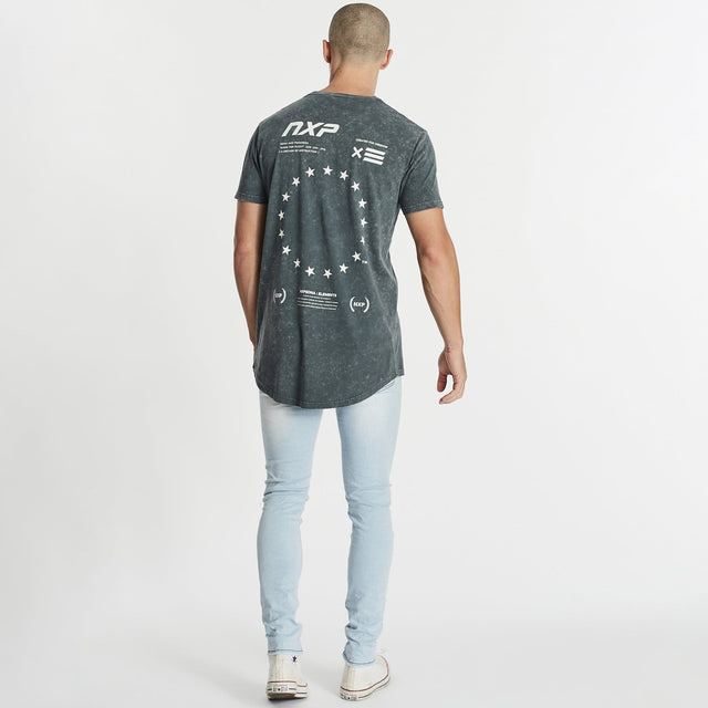 Rounded Cape Back T-Shirt Acid Charcoal
