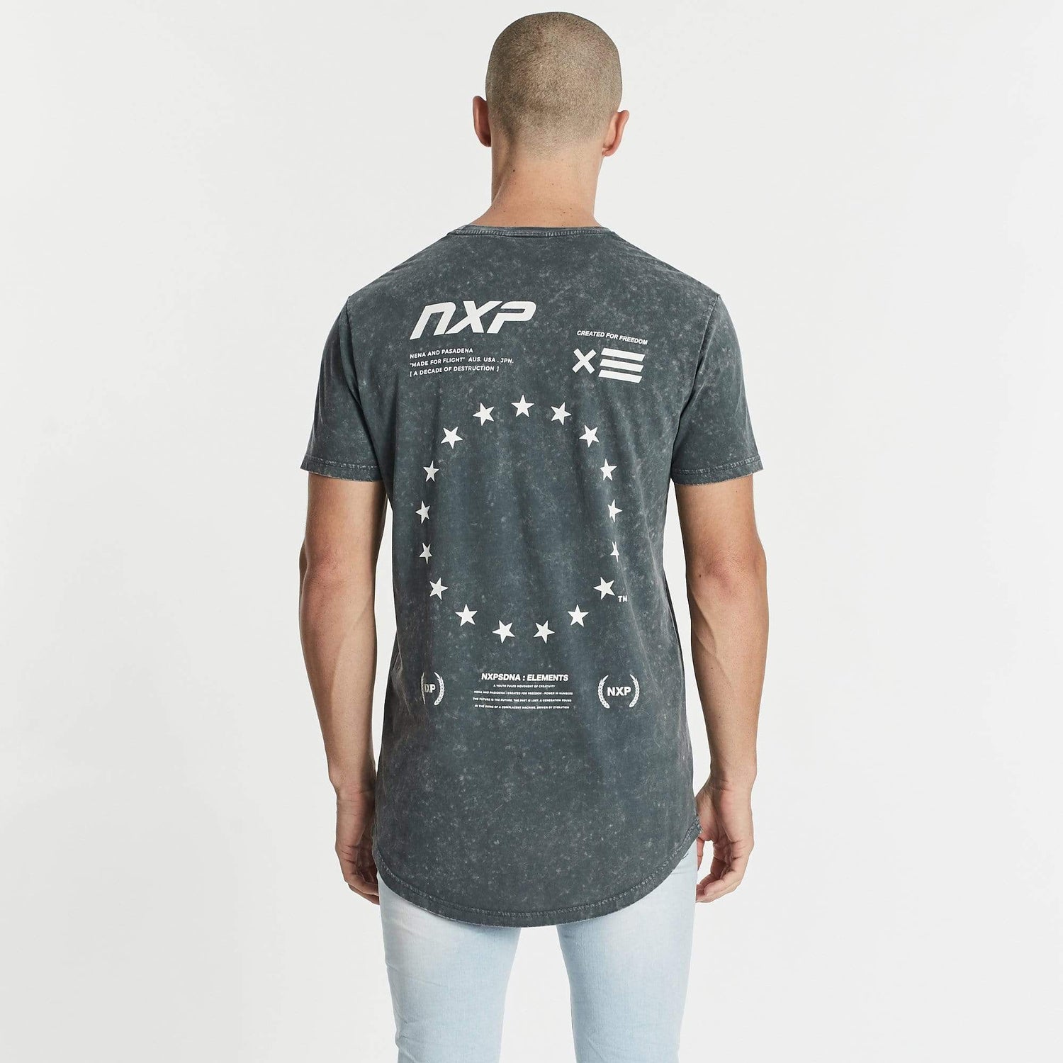 Rounded Cape Back T-Shirt Acid Charcoal