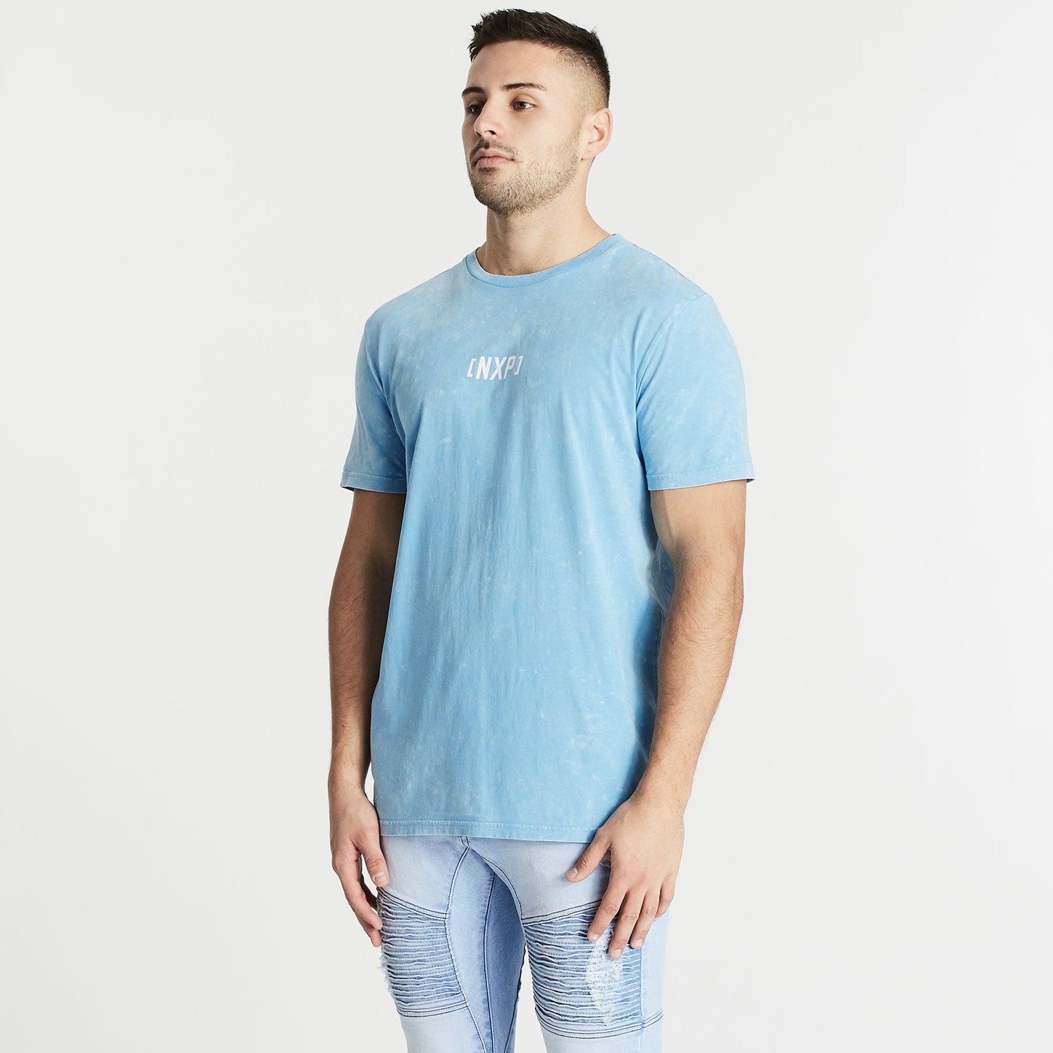 Rundown Cape Back T-Shirt Acid Azure Blue