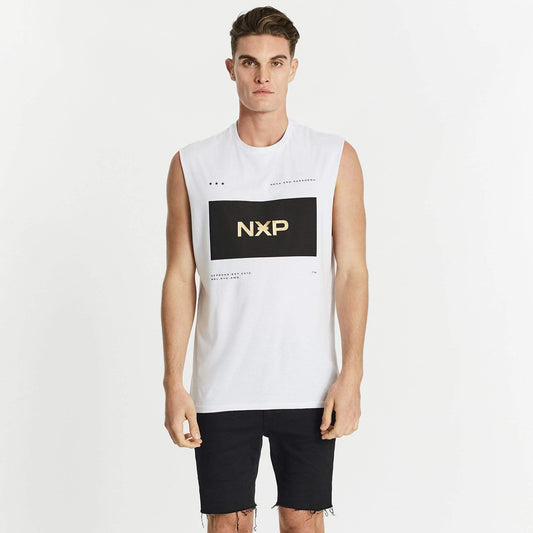 Solitary Scoop Back Muscle Tee White
