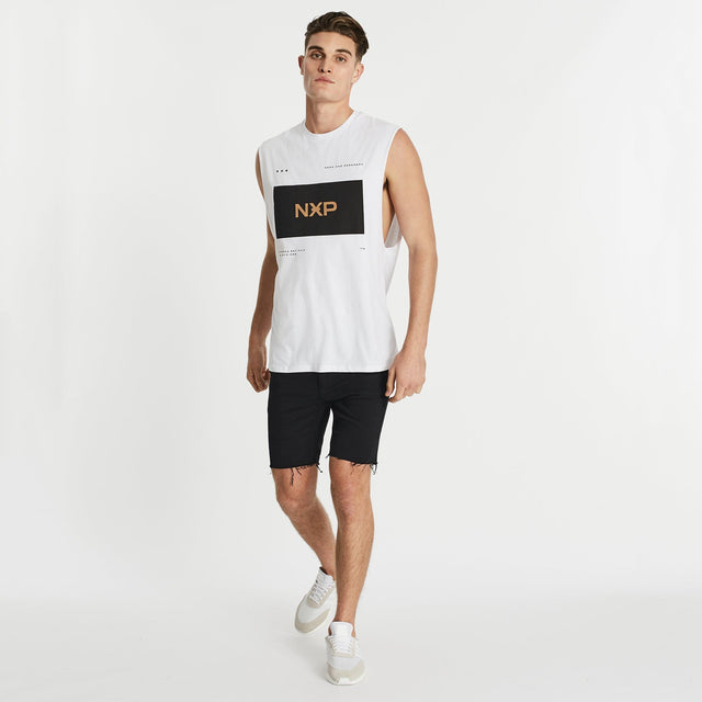 Solitary Scoop Back Muscle Tee White