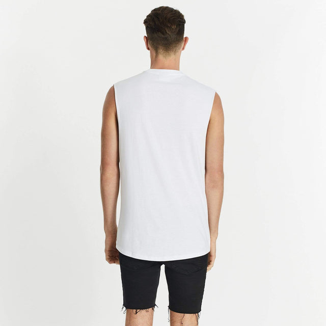 Solitary Scoop Back Muscle Tee White
