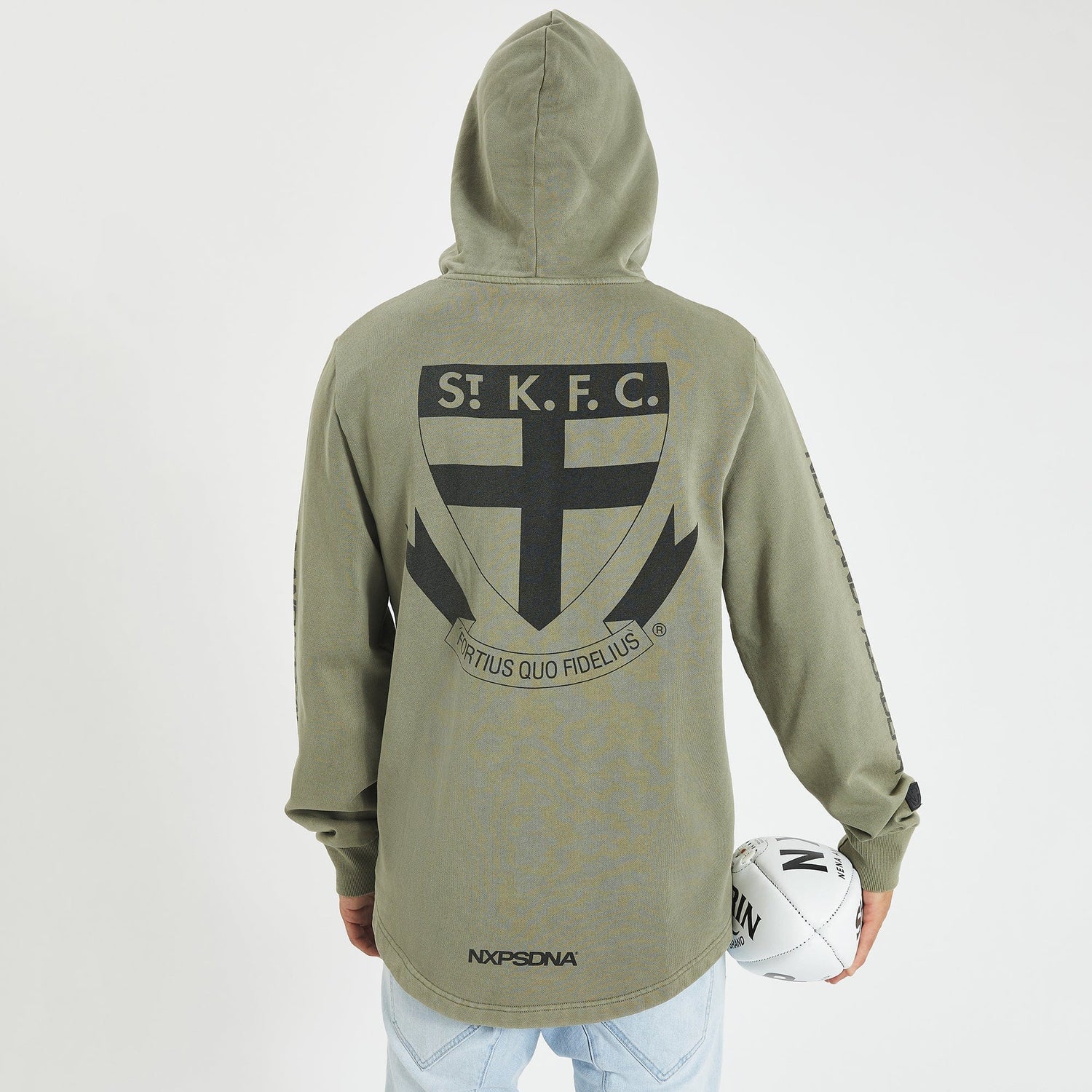 St Kilda Saints Curved Hem Hoodie Pigment Khaki