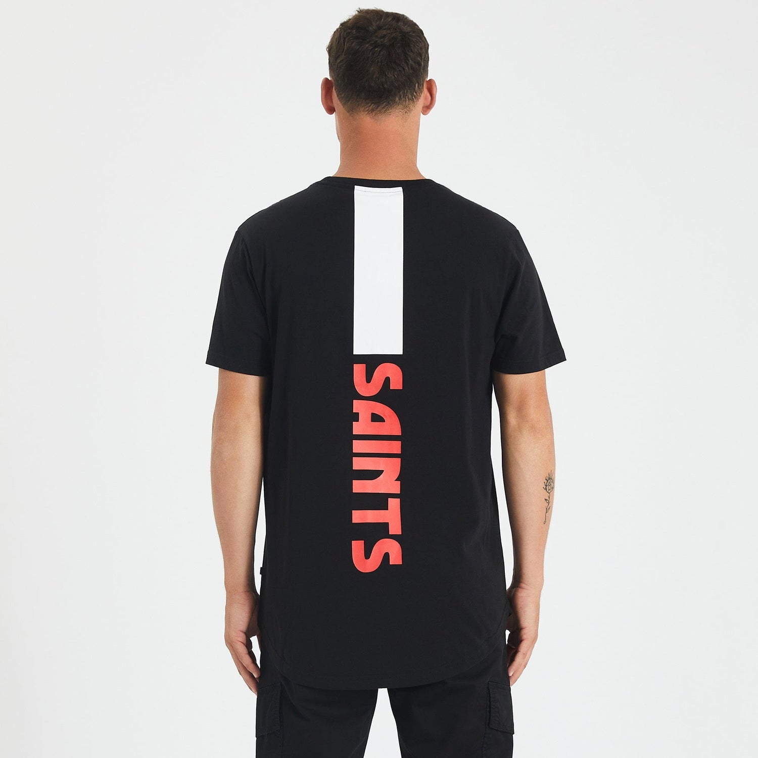 St Kilda Saints Curved Hem T-Shirt Jet Black