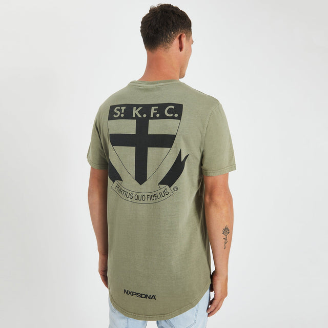 St Kilda Saints Curved Hem T-Shirt Pigment Khaki