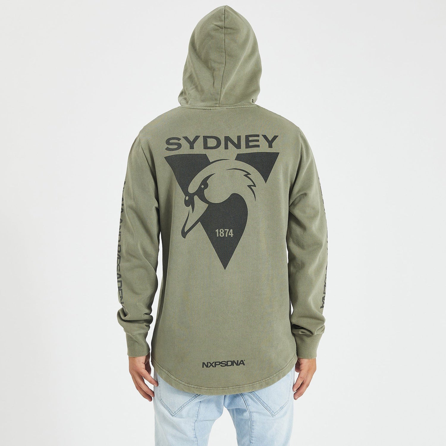 Sydney Swans Curved Hem Hoodie Pigment Khaki