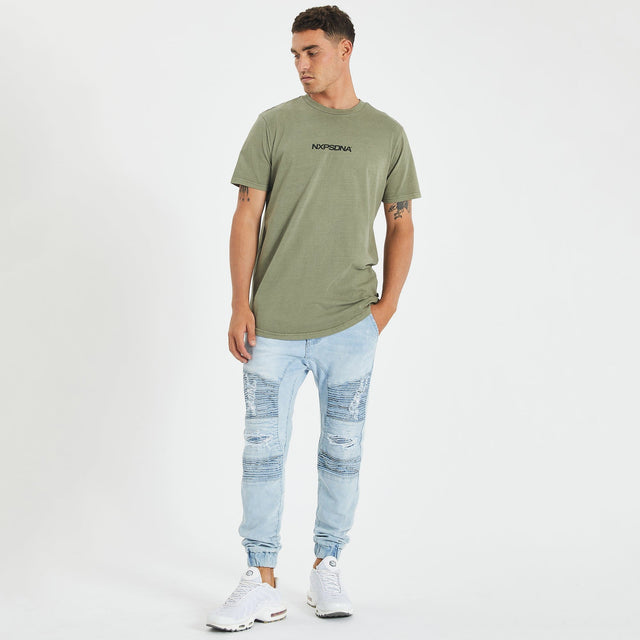 Sydney Swans Curved Hem T-Shirt Pigment Khaki