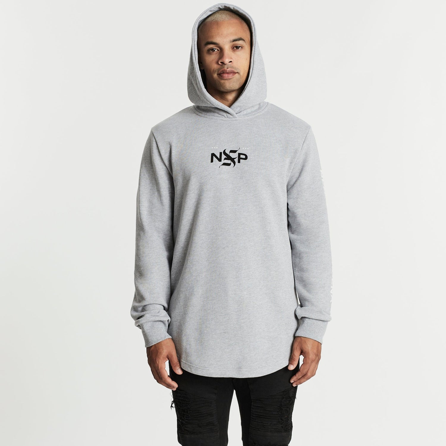 Tortured Dual Curved Hoodie Grey Marle