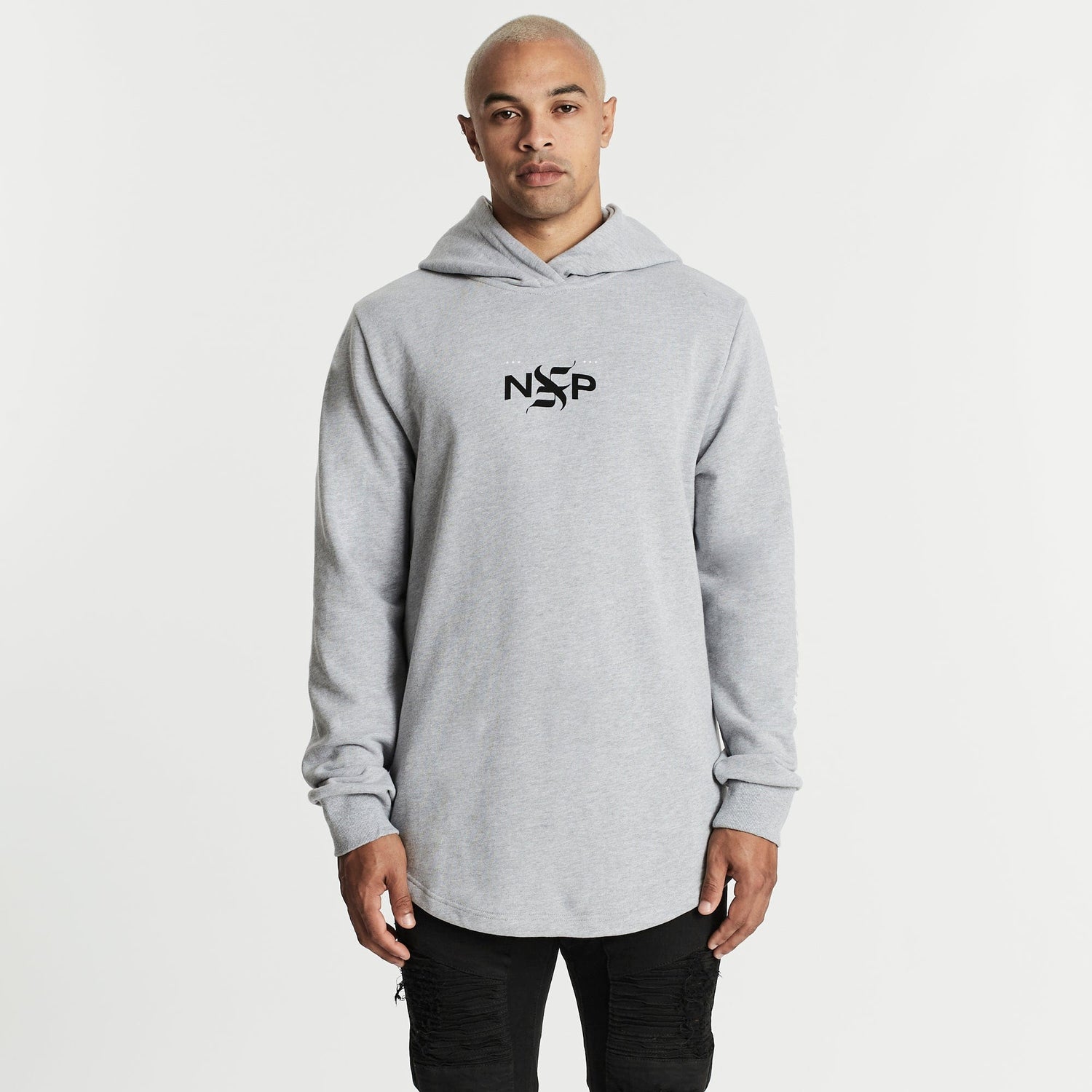 Tortured Dual Curved Hoodie Grey Marle