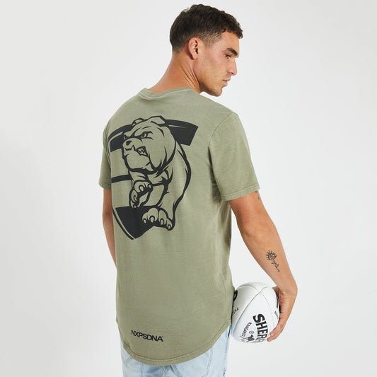 Western Bulldogs Curved Hem T-Shirt Pigment Khaki