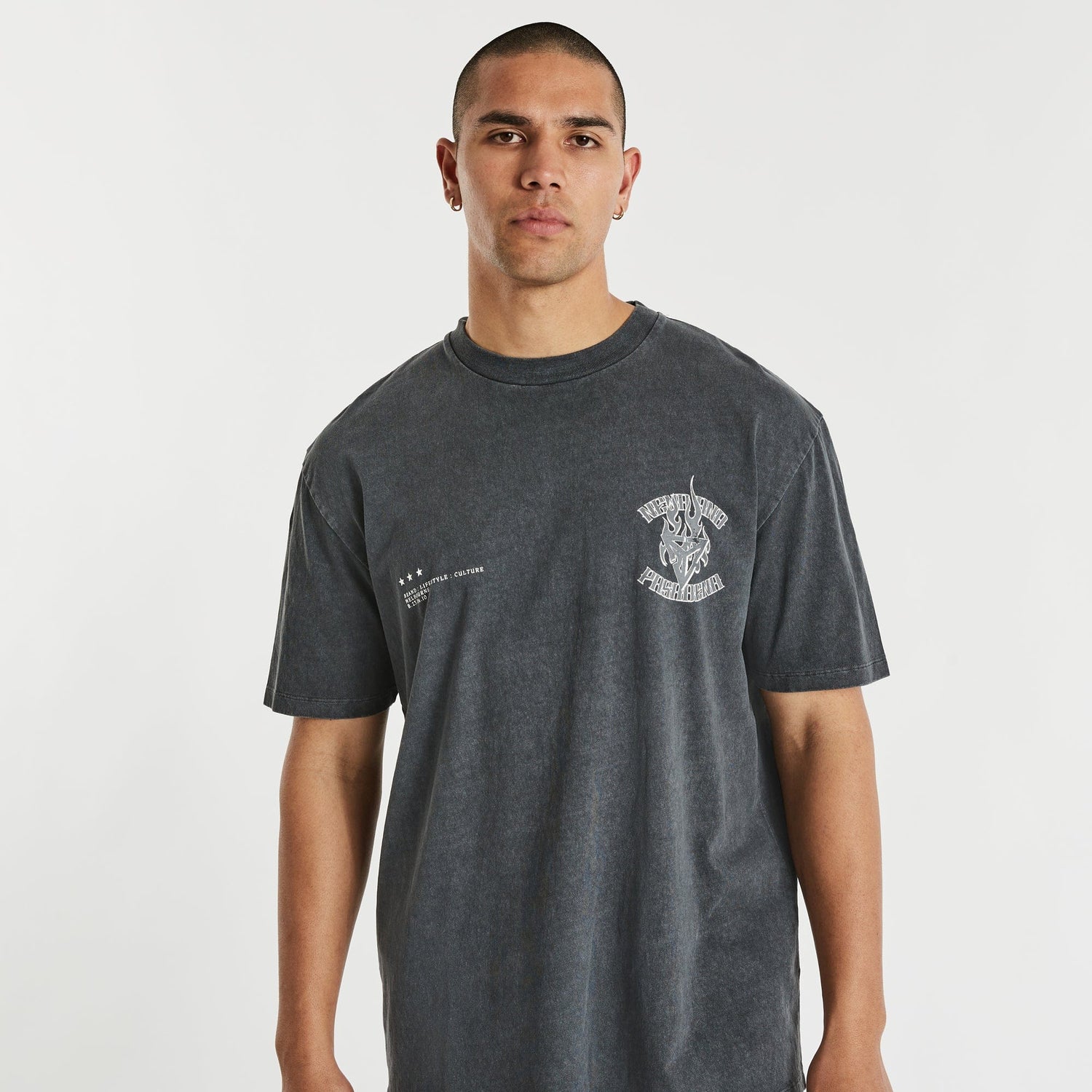 Whitewash Box Fit Scoop T-Shirt Mineral Asphalt